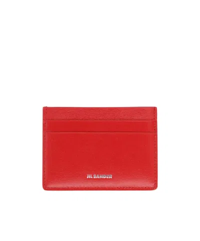 Jil Sander Leather Cardholder Wallet In Red
