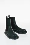 Jil Sander Bottle Green Leather Chelsea Ankle Boots In Green
