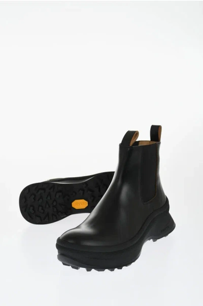 Jil Sander Leather Chelsea Booties With Vibram Sole