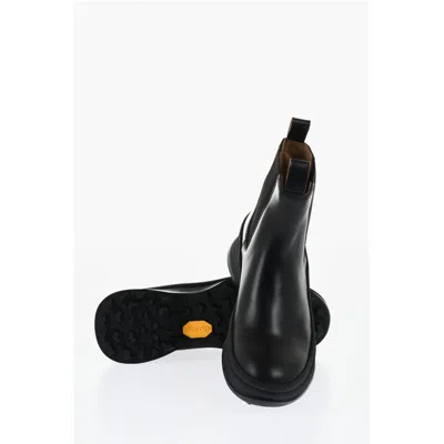 Jil Sander Leather Chelsea Booties With Vibram Sole
