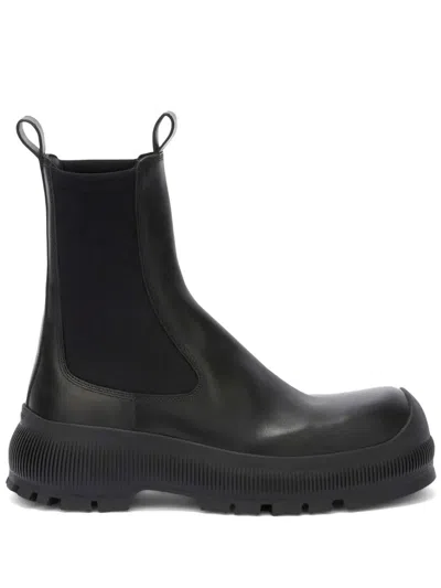 Jil Sander Leather Chelsea Boots In Black