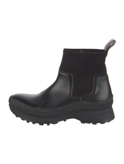 Pre-owned Jil Sander Leather Chelsea Boots In Black