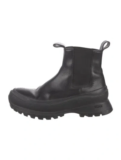 Pre-owned Jil Sander Leather Chelsea Boots In Black