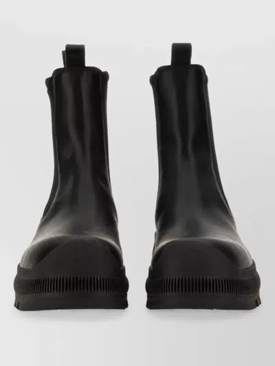Jil Sander Leather Chelsea Boots In Black