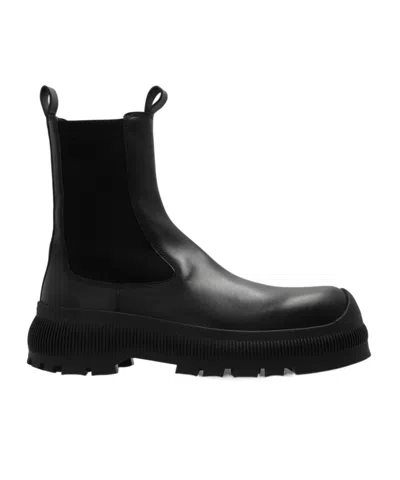 Jil Sander Leather Chelsea Boots In Black