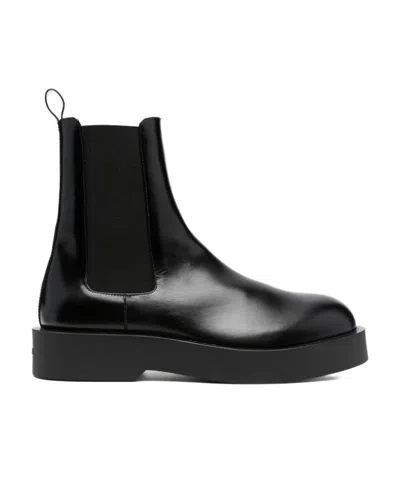 Jil Sander Leather Chelsea Boots In Black