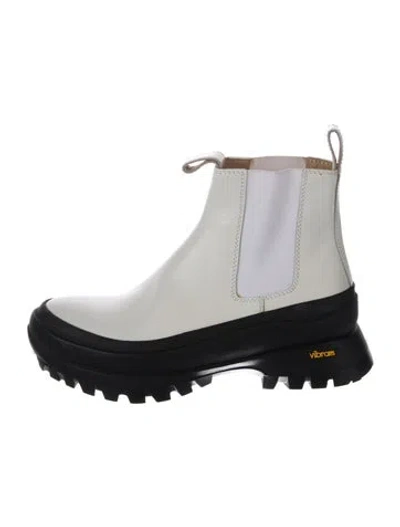Pre-owned Jil Sander Leather Chelsea Boots In Black/white