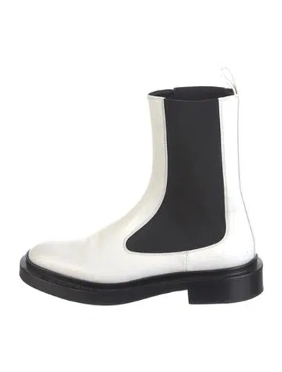 Pre-owned Jil Sander Leather Chelsea Boots In Black/white