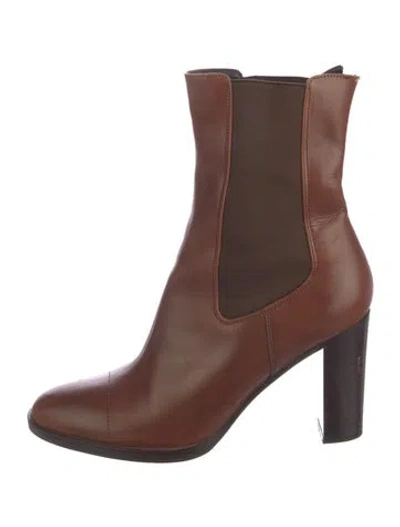 Pre-owned Jil Sander Leather Chelsea Boots In Brown