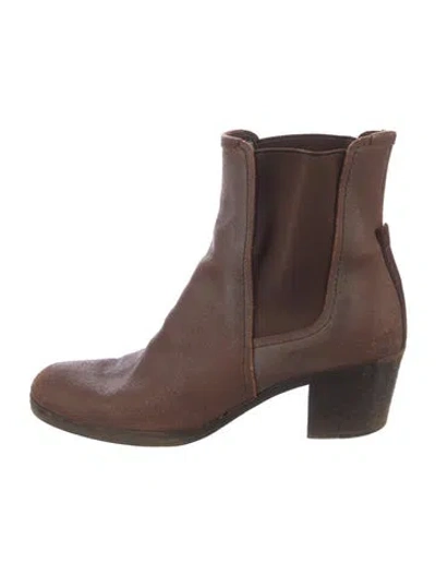 Pre-owned Jil Sander Leather Chelsea Boots In Brown
