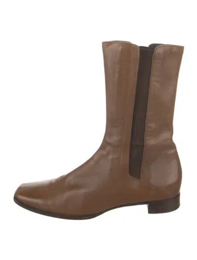Pre-owned Jil Sander Leather Chelsea Boots In Brown