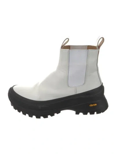 Pre-owned Jil Sander Leather Chelsea Boots In White