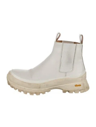 Pre-owned Jil Sander Leather Chelsea Boots In White