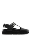 Jil Sander Leather Chunky Sandals In Black