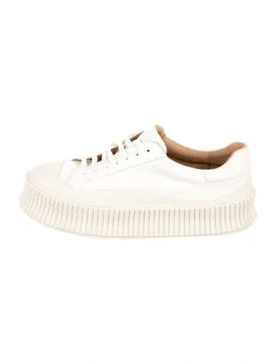 Pre-owned Jil Sander Leather Chunky Sneakers In Neutrals