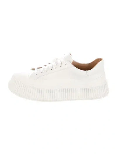 Pre-owned Jil Sander Leather Chunky Sneakers In Neutrals/white