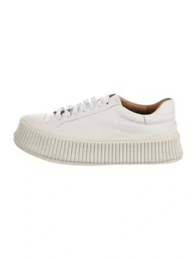 Pre-owned Jil Sander Leather Chunky Sneakers In White