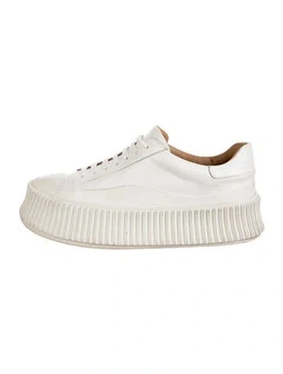 Pre-owned Jil Sander Leather Chunky Sneakers In White