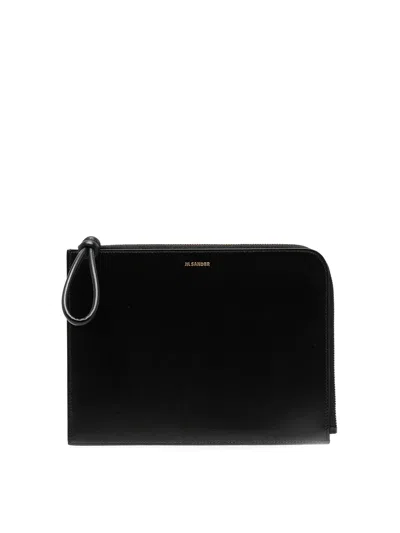 Jil Sander Leather Clutch In Black