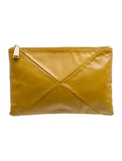 Pre-owned Jil Sander Leather Clutch In Yellow