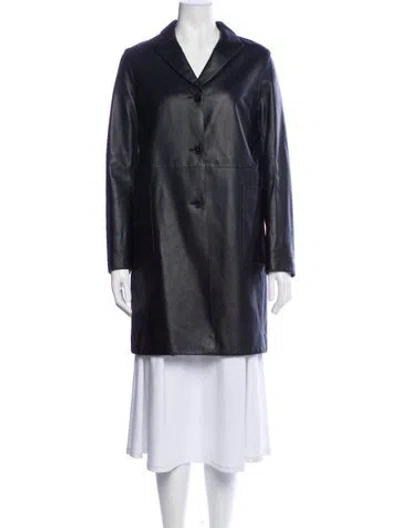 Pre-owned Jil Sander Leather Coat In Blue