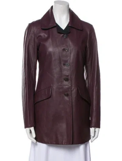 Pre-owned Jil Sander Leather Coat In Burgundy