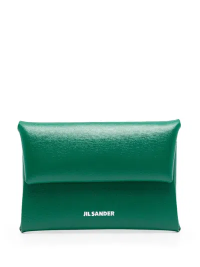 Jil Sander Leather Coin Purse In Green