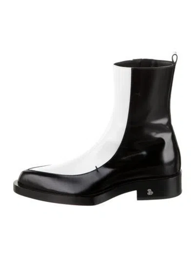 Pre-owned Jil Sander Leather Colorblock Pattern Boots In Black