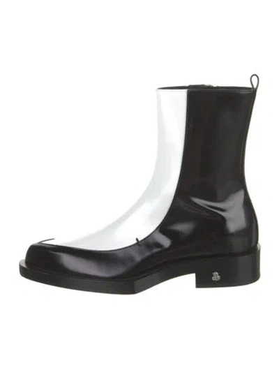 Pre-owned Jil Sander Leather Colorblock Pattern Chelsea Boots In Black