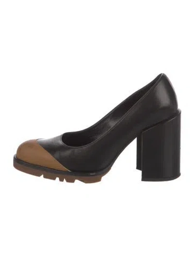Pre-owned Jil Sander Leather Colorblock Pattern Pumps In Black