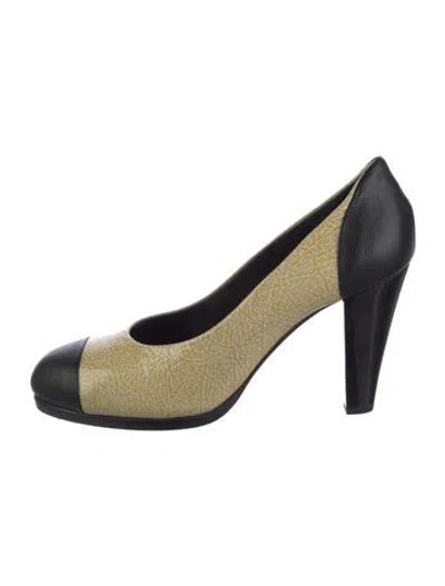 Pre-owned Jil Sander Leather Colorblock Pattern Pumps In Yellow