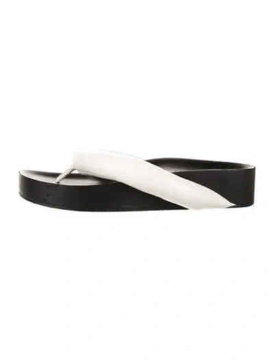 Pre-owned Jil Sander Leather Colorblock Pattern Slides In Black