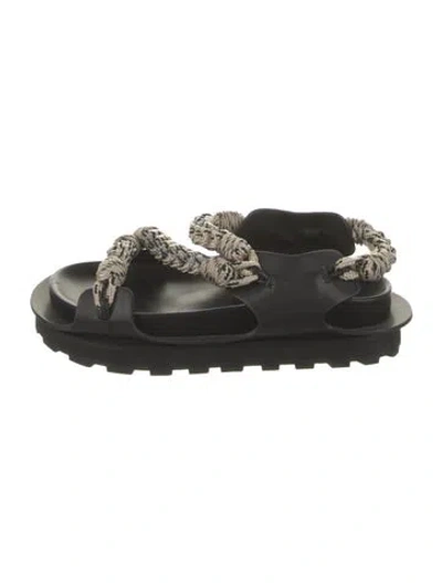 Pre-owned Jil Sander Leather Colorblock Pattern Slingback Sandals In Black