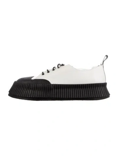 Pre-owned Jil Sander Leather Colorblock Pattern Sneakers In White