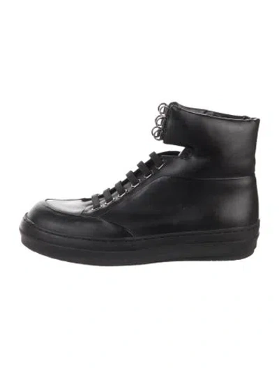 Pre-owned Jil Sander Leather Combat Boots In Black