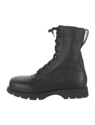 Pre-owned Jil Sander Leather Combat Boots In Black