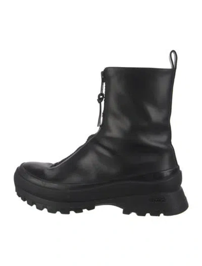 Pre-owned Jil Sander Leather Combat Boots In Black