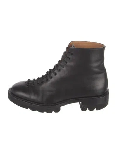 Pre-owned Jil Sander Leather Combat Boots In Black