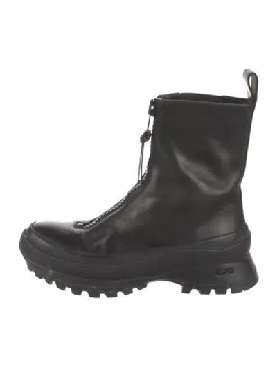 Pre-owned Jil Sander Leather Combat Boots In Black
