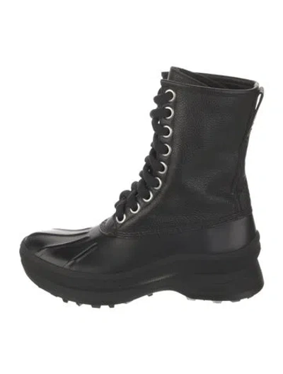 Pre-owned Jil Sander Leather Combat Boots In Black