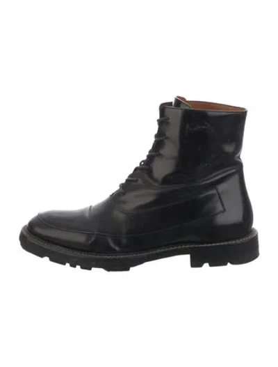 Pre-owned Jil Sander Leather Combat Boots In Black