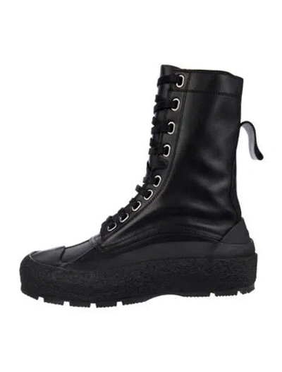 Pre-owned Jil Sander Leather Combat Boots In Black