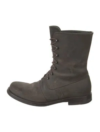 Pre-owned Jil Sander Leather Combat Boots In Brown