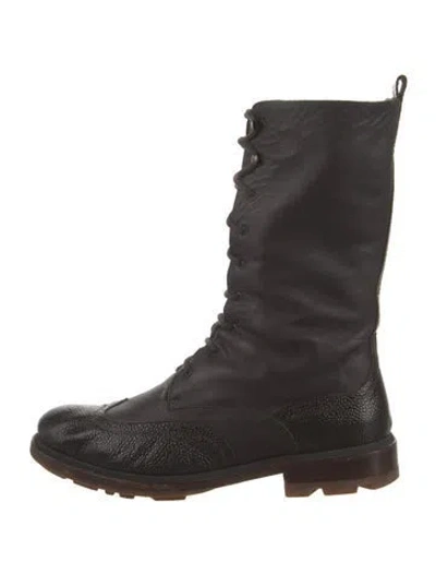 Pre-owned Jil Sander Leather Combat Boots In Brown