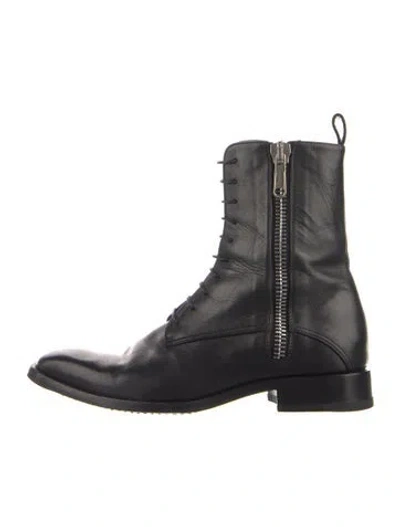 Pre-owned Jil Sander Leather Combat Boots In Green