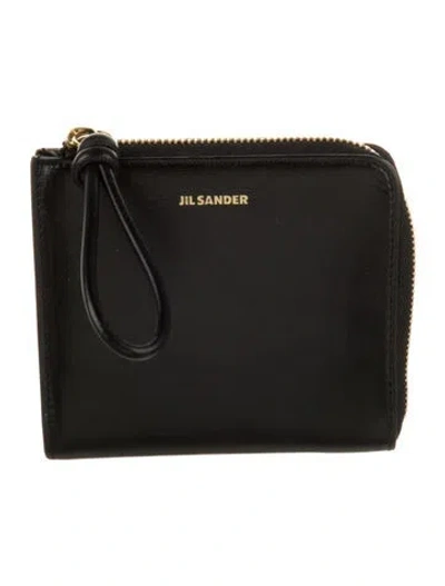 Pre-owned Jil Sander Leather Compact Wallet In Black
