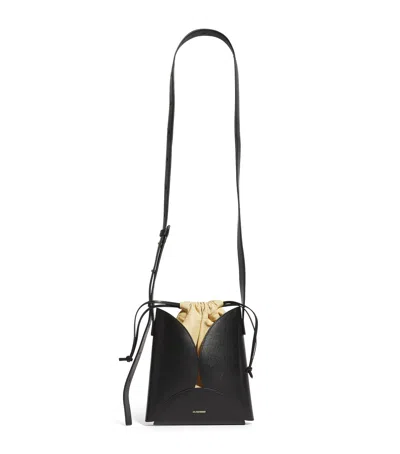 Jil Sander Leather Curve Bucket Bag In Black