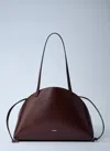 Jil Sander Chocolate Leather Medium Curve Shoulder Bag In Brown