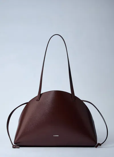 JIL SANDER LEATHER CURVE SHOULDER BAG