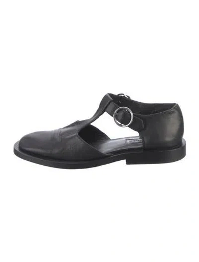 Pre-owned Jil Sander Leather Cutout Accent Mary Jane Flats In Black